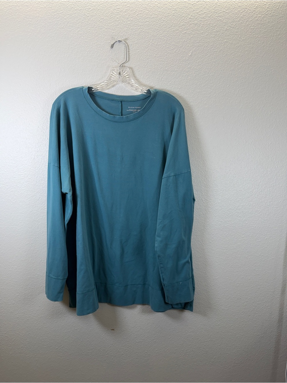 Eileen Fisher Relaxed Long-Sleeve Tee in Teal Blue